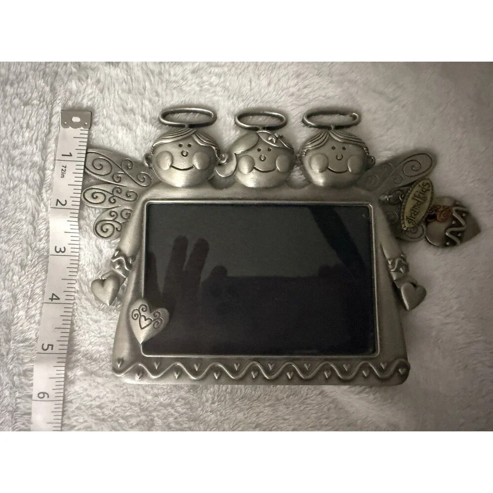 Grandkids Metal Picture Frame 4x6 Silver Tone Cute Kids Hearts Charm